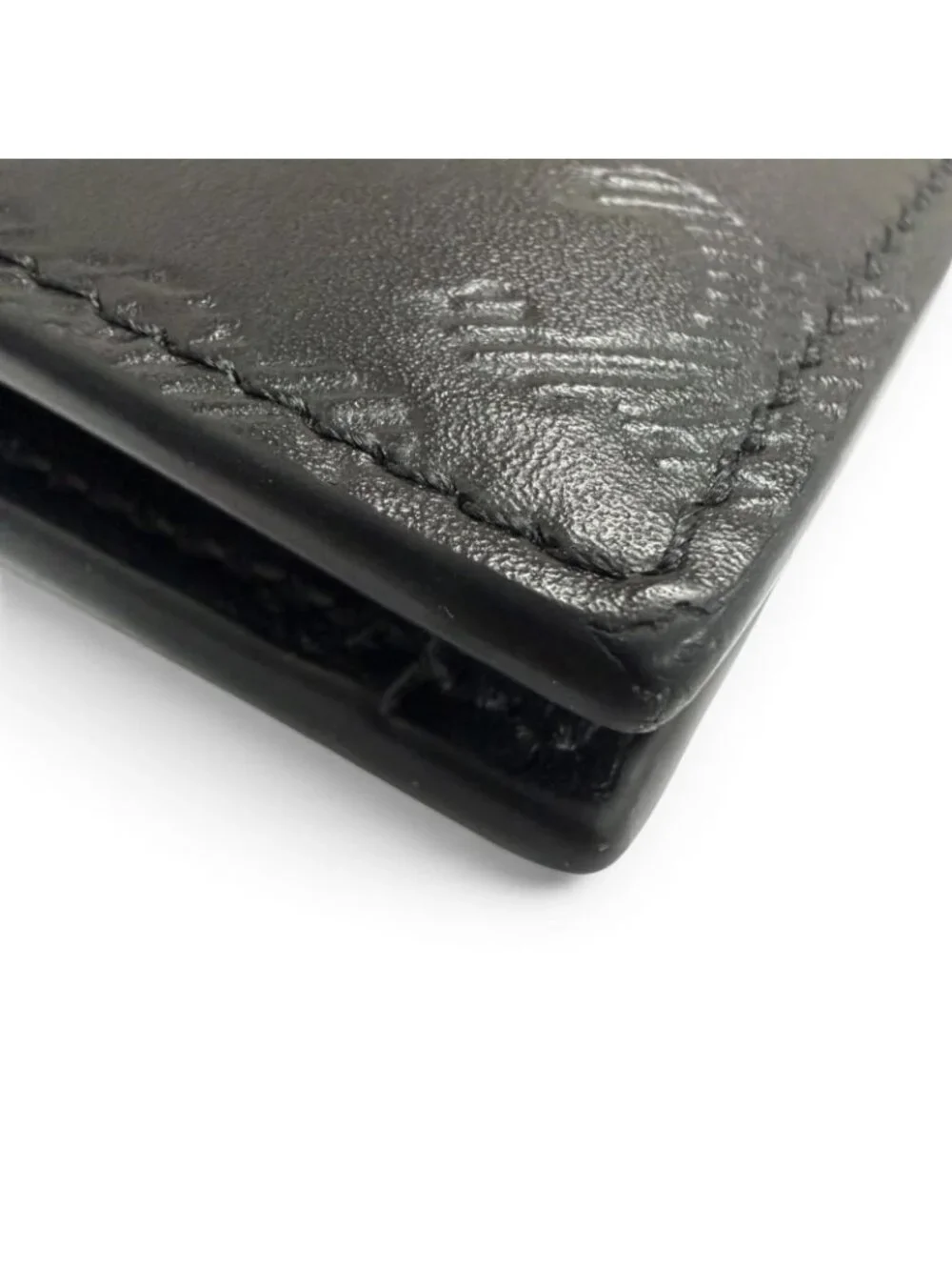 Celine Calfskin Triomphe Embossed Compact Wallet Bifold Black